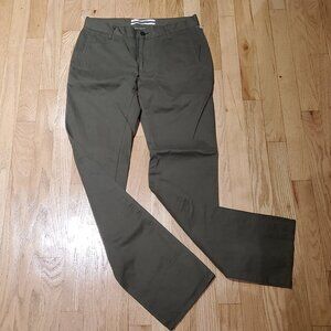 NWOT Robert Geller Men's Olive Green Classic Flat-Front Chino Pants size 30 x 31